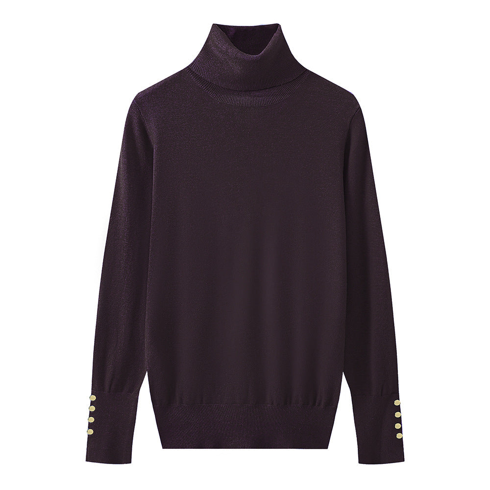 Damen Rollkragenpullover mit eleganten Knopfdetails EB