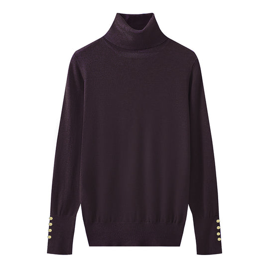 Damen Rollkragenpullover mit eleganten Knopfdetails EB