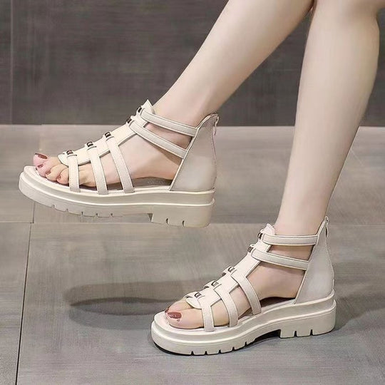 Damen nan gladiatorische Plateausandalette mit gepolstertem Komfortfußbett, profilierter Plateausohle und Rückreißverschluss EB