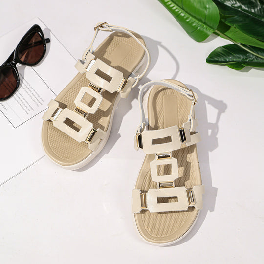 Damen Komfort-Sandalen mit modischen Schnallenakzenten und ergonomischer Sohle EB