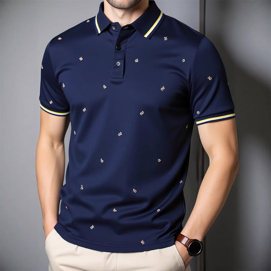 Herren Poloshirt mit modernem Design und dekorativem Muster EB