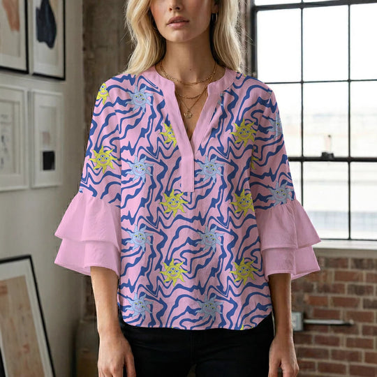 Damen Bluse mit wunderschönen floralem Design EB