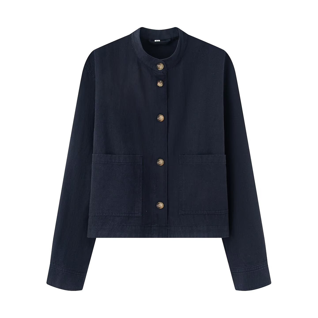 Damen Baumwolljacke mit Knopfleiste und praktischen Taschen EB