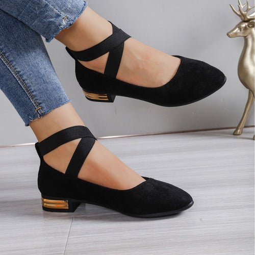 Damen Elegante Ballerinas mit elastischem Riemchen EB