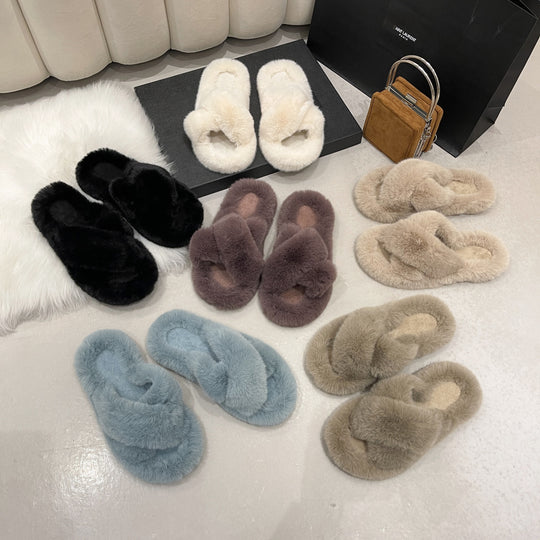 Damen Flauschige Hausschuhe mit kuscheligem Innenfutter EB