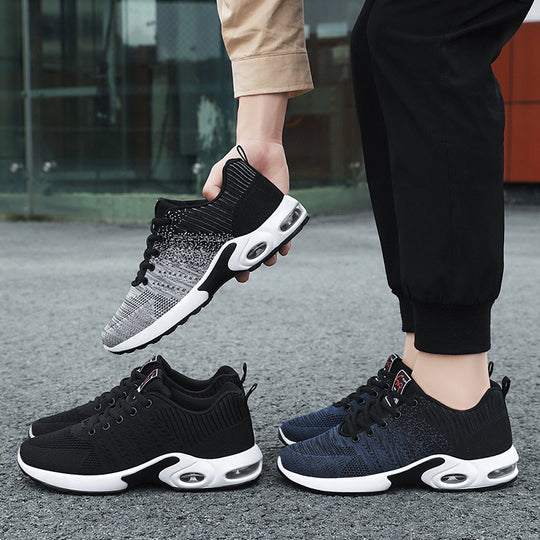 Herren nan leichter Strick-Running-Sneaker mit gepolsterter Fersenstütze und sichtbarer Luftkissen-Zwischensohle EB