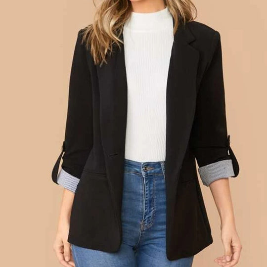 Damen Eleganter und stilvoller Blazer mit Streifenmuster EB
