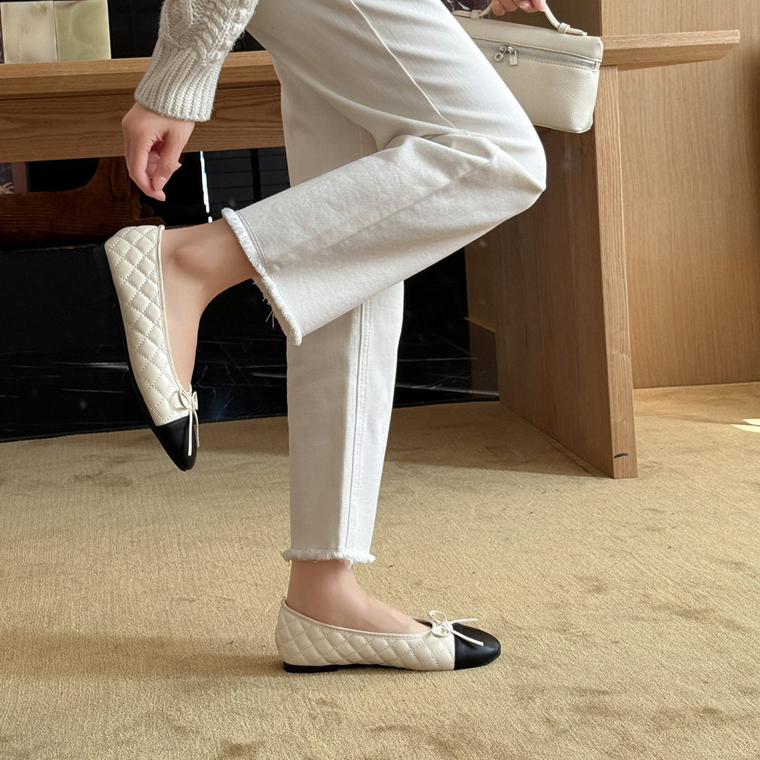 Damen Ballerinas mit elegantem Schleifendetail aus hochwertigem Leder EB