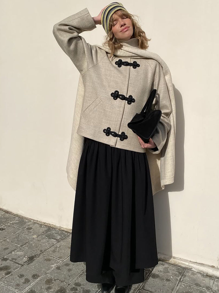 Damen elegante Cabanjacke mit dekorativem Knopfverschluss EB
