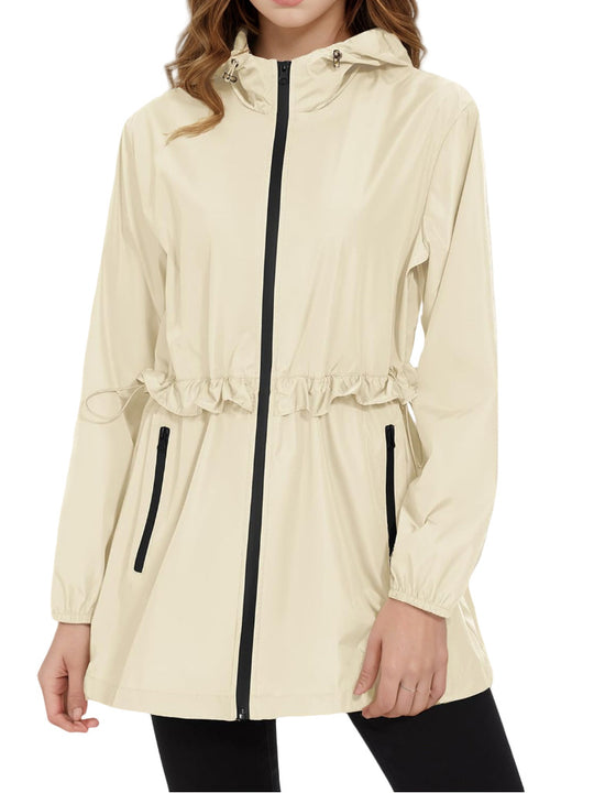Damen Leichte Übergangsjacke mit verstellbarem Kordelzug und seitlichen Taschen EB