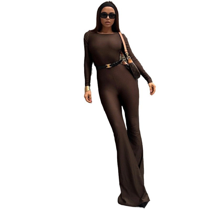 Damen Jumpsuit mit schulterfreiem Design und weitem Bein EB