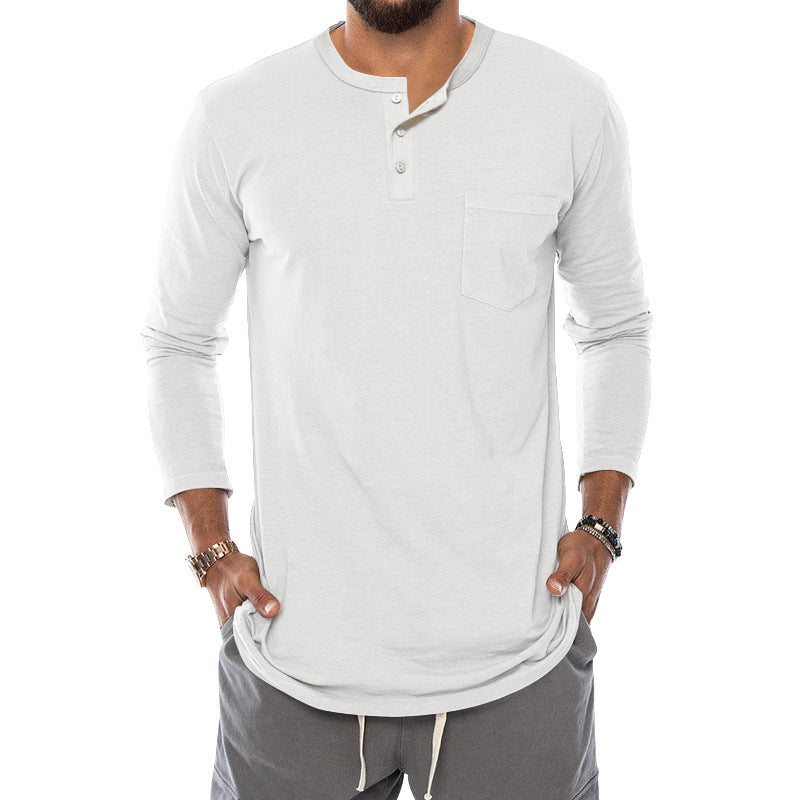Herren Langarm-Henley-Shirt mit bequemen Knopfdetails und praktischer Brusttasche EB
