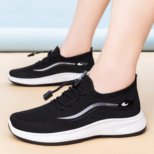 Damen Modische und bequeme Sport-Sneaker mit elastischem Schnellschnürsystem EB