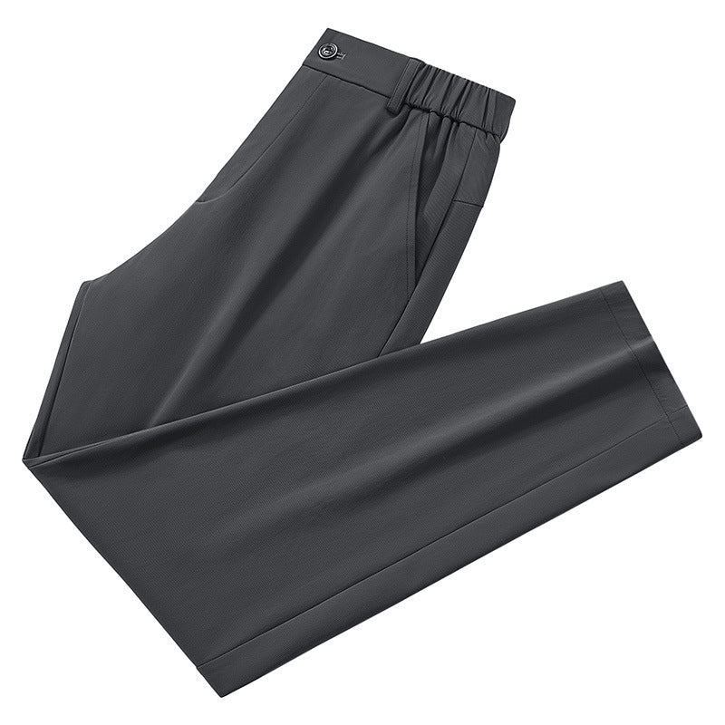 Herren leichte Reisehose mit elastischem Bund, geradem Bein, Reißverschluss-Details und seitlichen Eingrifftaschen EB