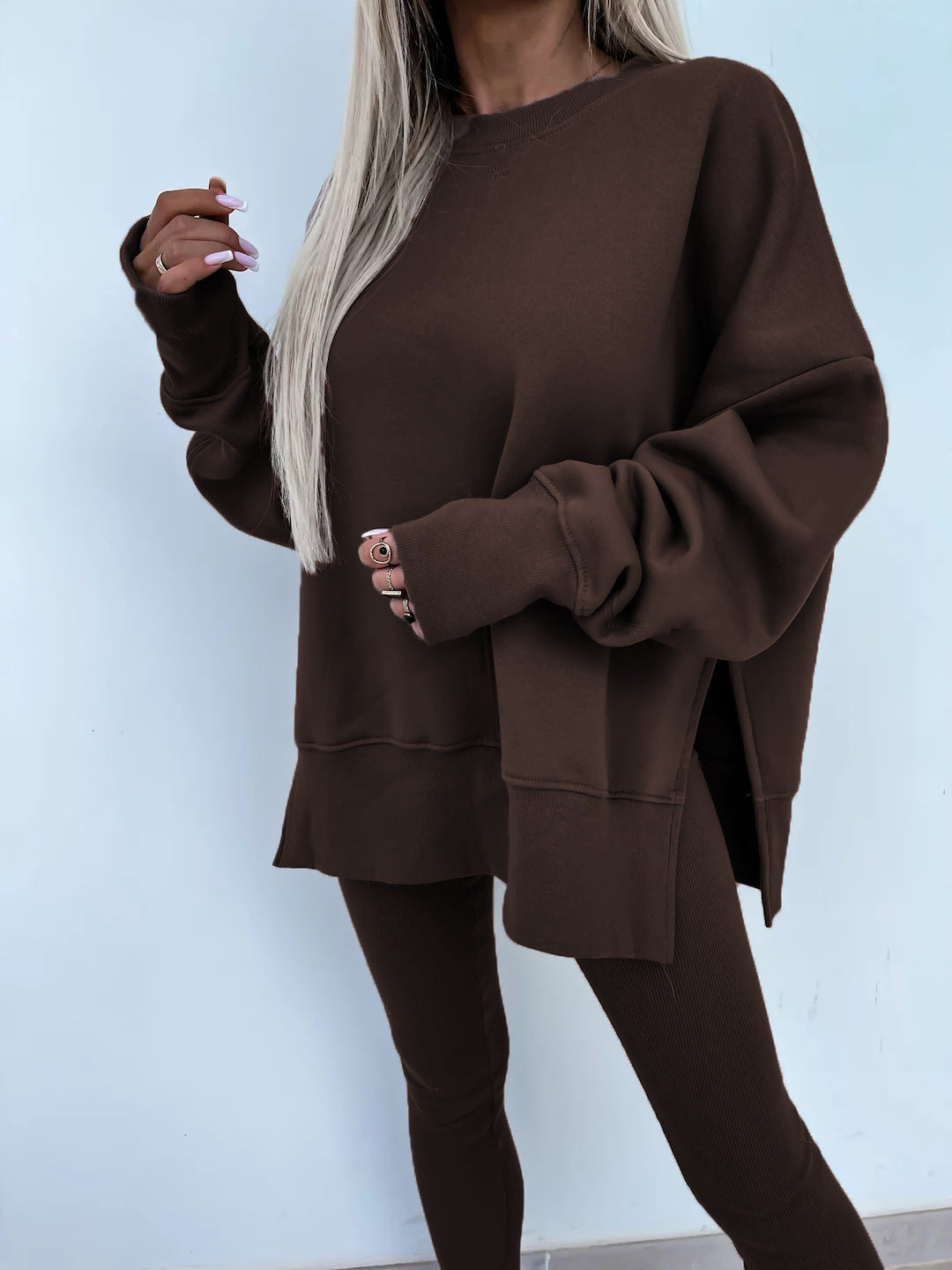 Damen Sportlicher Freizeitanzug mit oversized Sweatshirt und enganliegenden Leggings EB