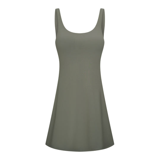 Damen Freizeitkleid mit tiefem Rundhalsausschnitt und schwingender Silhouette EB