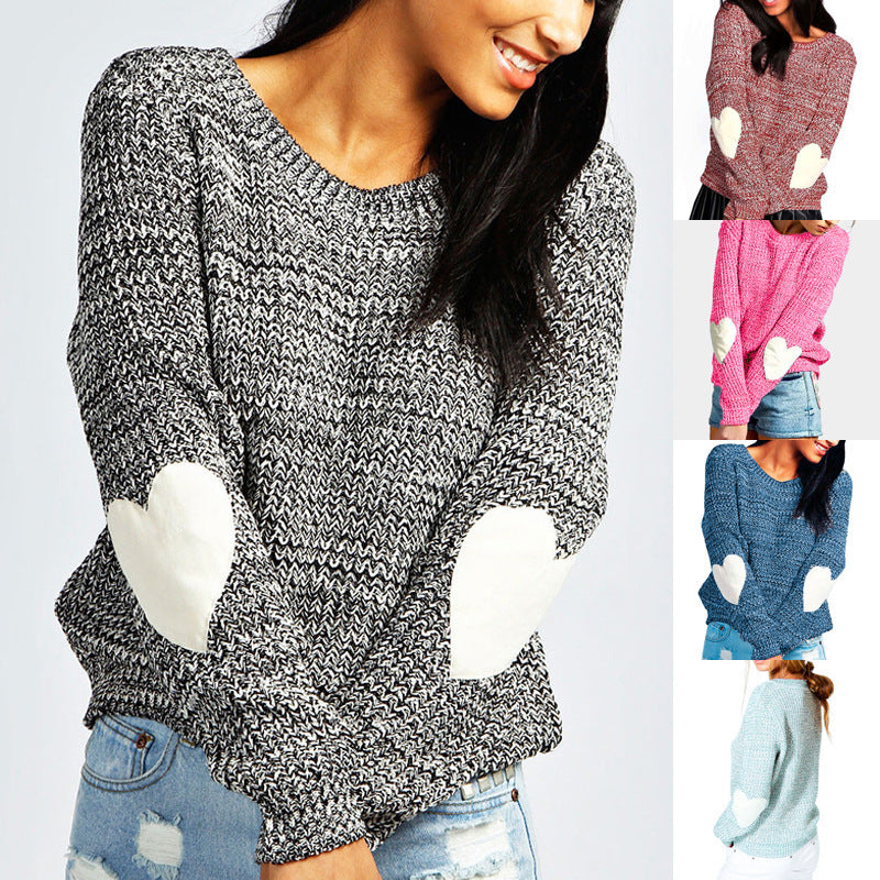 Damen Pullover mit Herzapplikationen und weichem Stoff EB