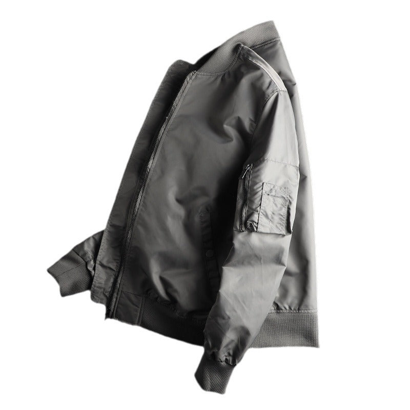 Herren nan windabweisende Nylon-Bomberjacke im MA-1 Stil mit Ärmeltasche und gerippten Bündchen EB