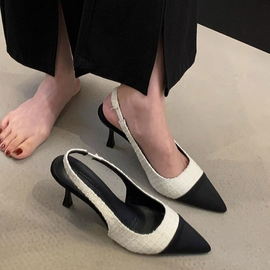 Damen Slingback Pumps mit elegantem Tweed-Design EB