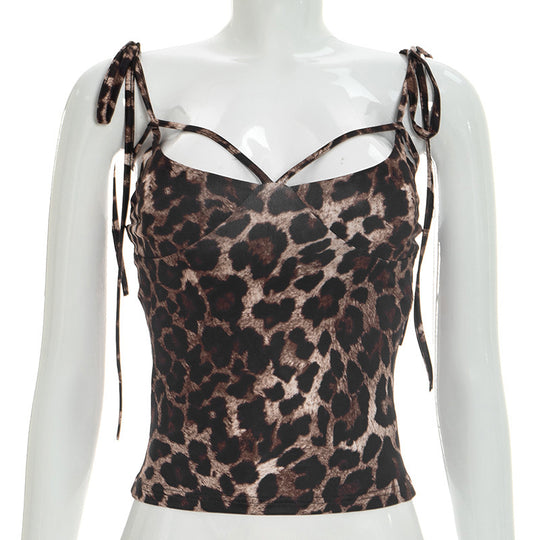 Damen Freizeit-Leopardenmuster Top mit verstellbaren Trägern EB