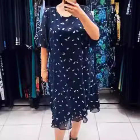 Damen Luftiges Sommerkleid mit floralem Design und chiffonartigem Oberteil EB