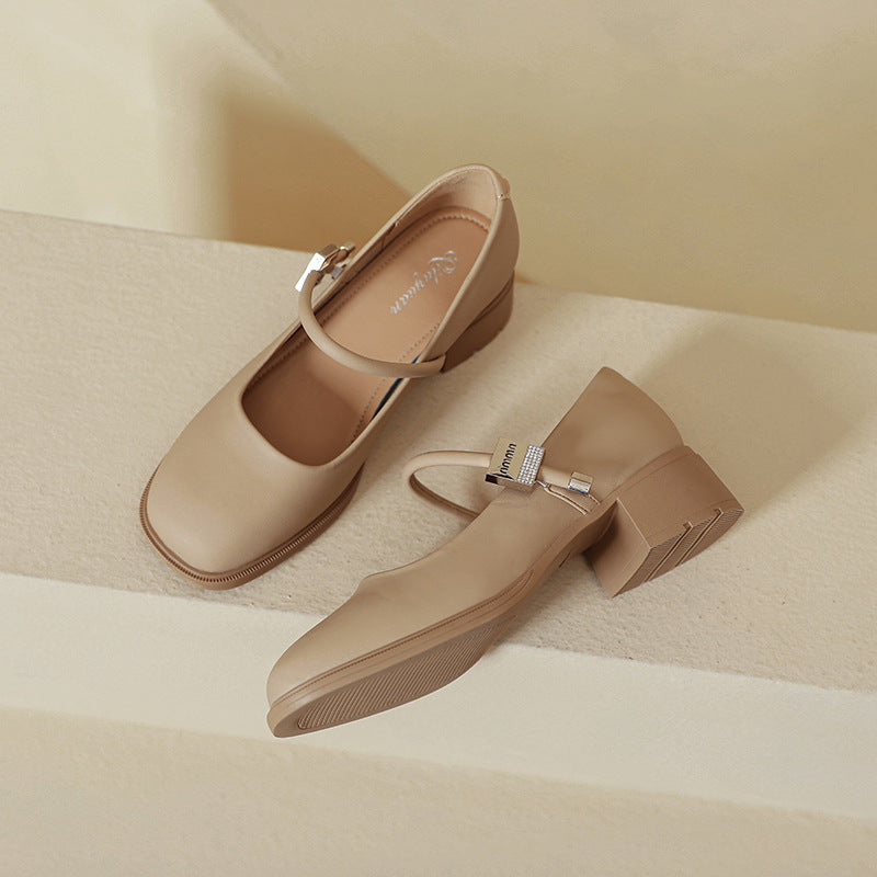 Damen elegante Mary Janes mit modernem Blockabsatz EB
