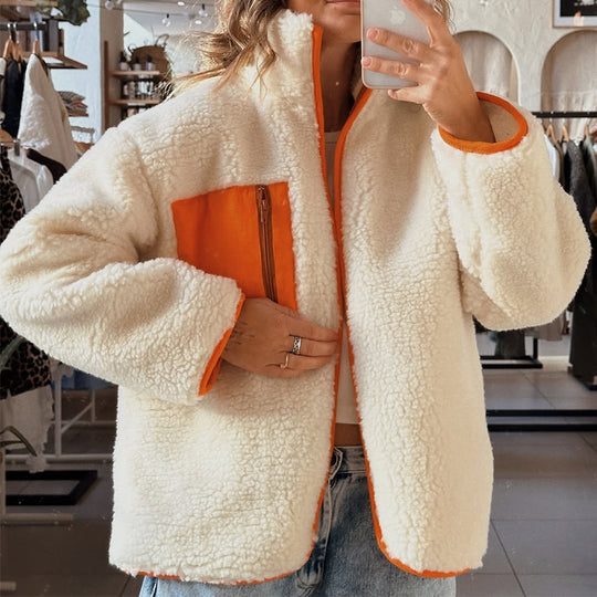 Damen Fleecejacke mit hohem Kragen und praktischem Reißverschluss EB
