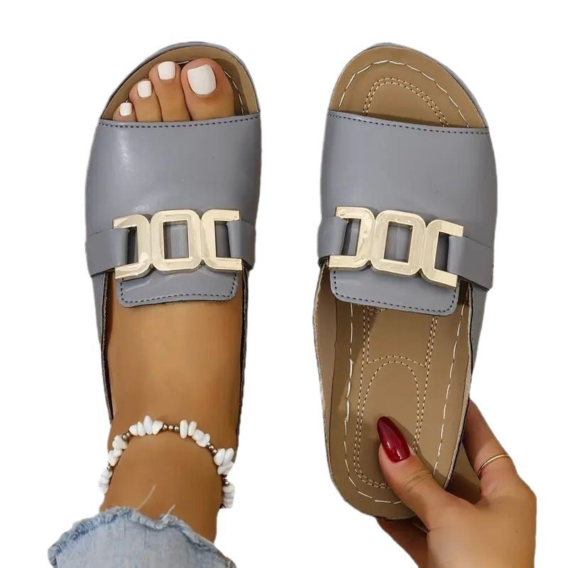 Damen elegante Riemchen-Sandalen mit modischer Schnallenverzierung EB