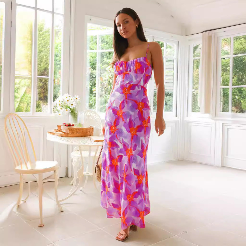 Damen Maxikleid mit elegantem Raffdesign und unterstützenden Spaghettiträgern EB