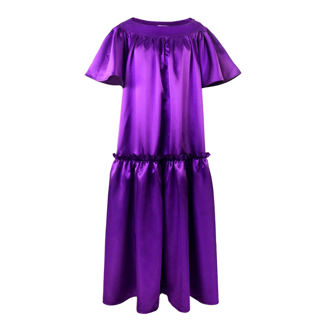 Damen Fließendes Maxikleid mit voluminösen Ärmeln EB