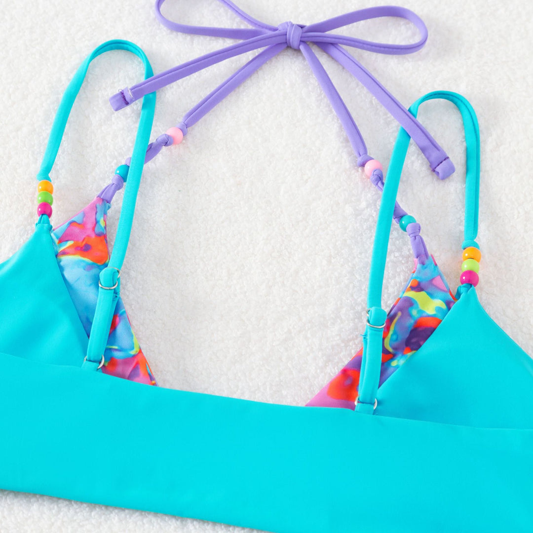 Damen verspielter Bikini mit buntem Floral-Design EB