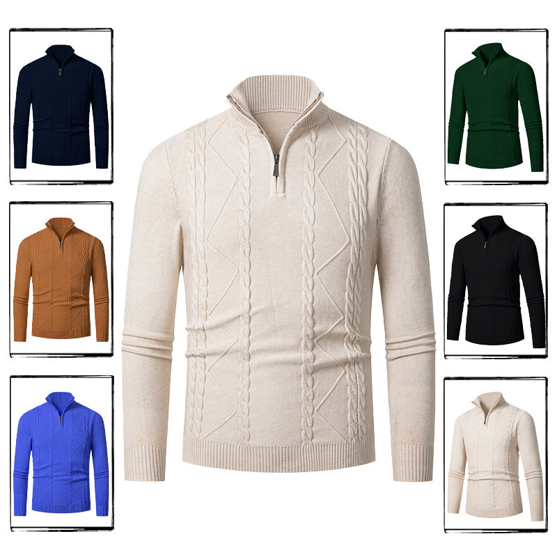 Herren Strickpullover mit Halb-Zip und strukturiertem Muster EB