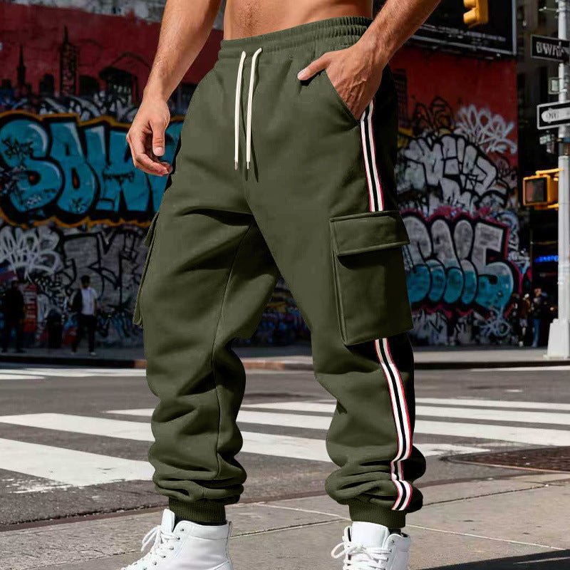 Herren Cargo-Joggerhose mit seitlichen Klapp‑Cargotaschen, Tunnelzug & Rippbündchen EB