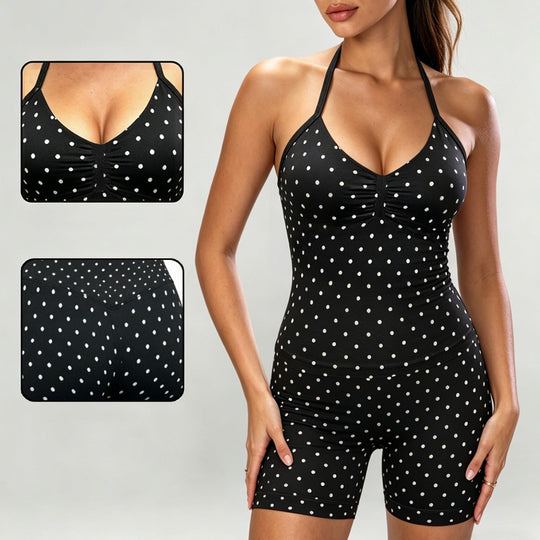 Damen Sportlicher Jumpsuit mit Raffungen und verstellbaren Trägern EB