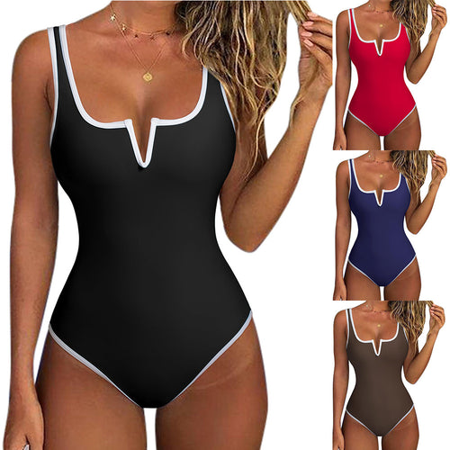 Damen Stilvoller Schwimmanzug mit V-Ausschnitt EB