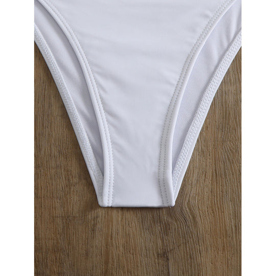 Damen Bandeau-Bikini mit floralem Detail und hochgeschnittenem Höschen EB