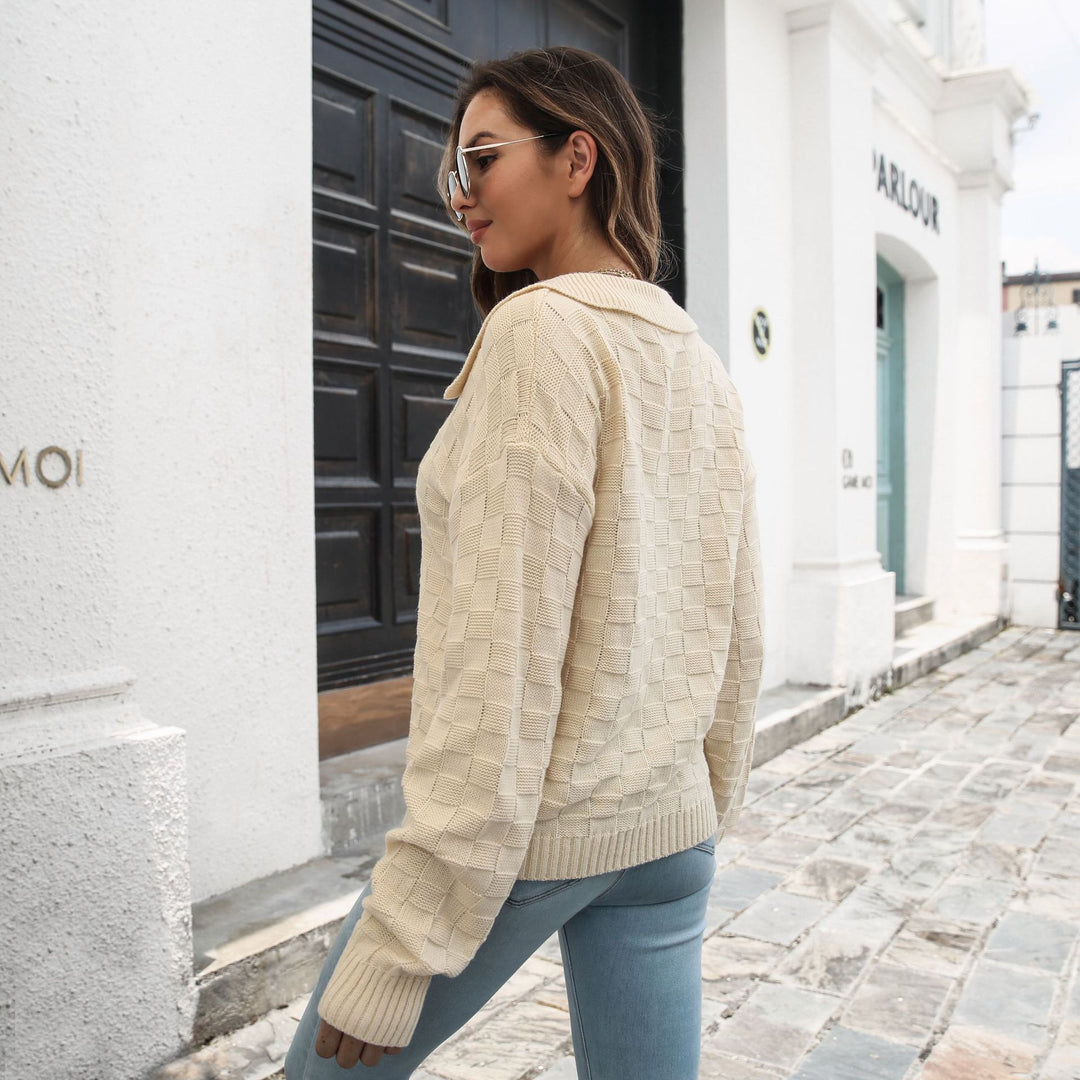 Damen Pullover mit modischem V-Ausschnitt und strukturiertem Muster EB