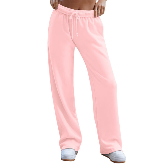 Damen nan weite Komfort-Loungehose mit hochgeschnittener Taille, elastischem Bund und Kordelzug EB