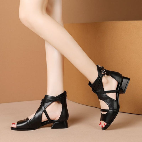 Damen Open-Toe Schnürsandalen mit angedeutetem Absatz und verstellbarem Riemen EB