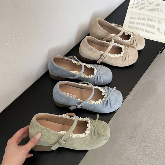 Damen elegante Mary Jane Ballerinas mit modischer Schleifenverzierung EB