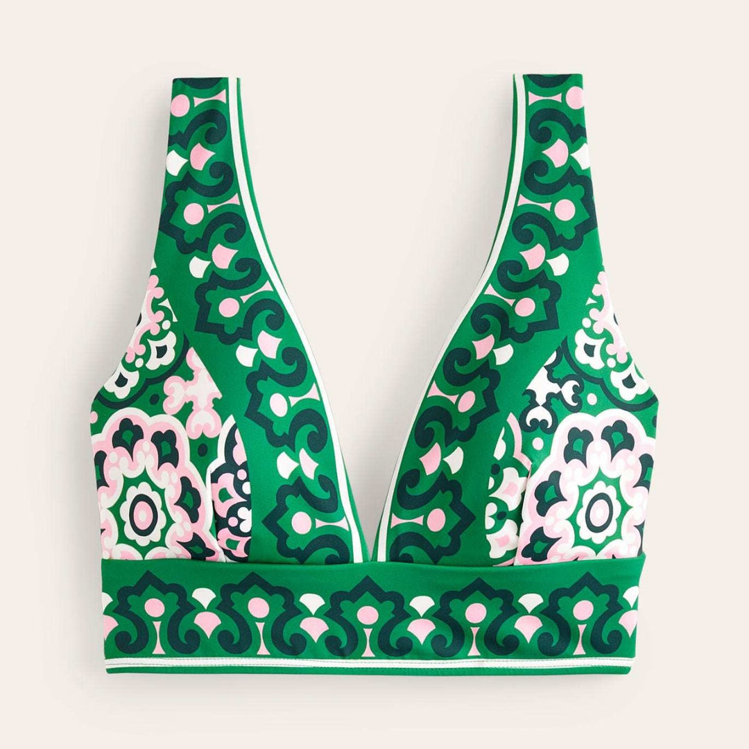 Damen Bikini-Oberteil mit tiefem V-Ausschnitt und floralem Muster EB