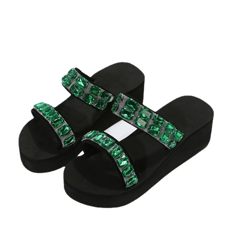 Damen Wedge-Pantoletten mit funkelnden Strassdetails EB