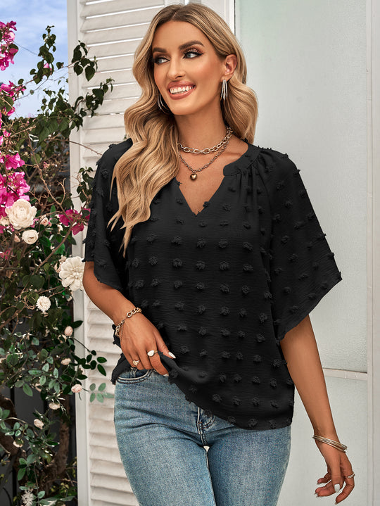EB | Damen V-Ausschnitt einfarbig Haarball Top Damen