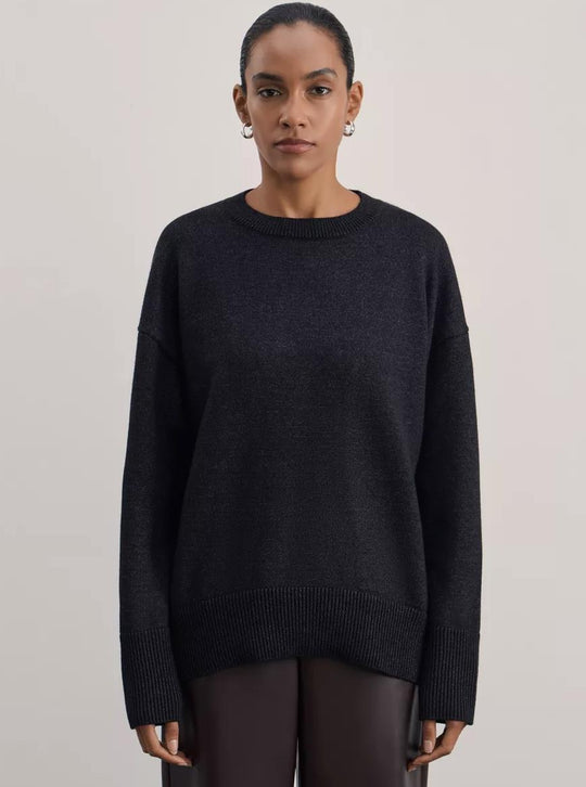 Damen weicher Strickpullover mit lässigem Schnitt und hochgeschlossenem Hals EB