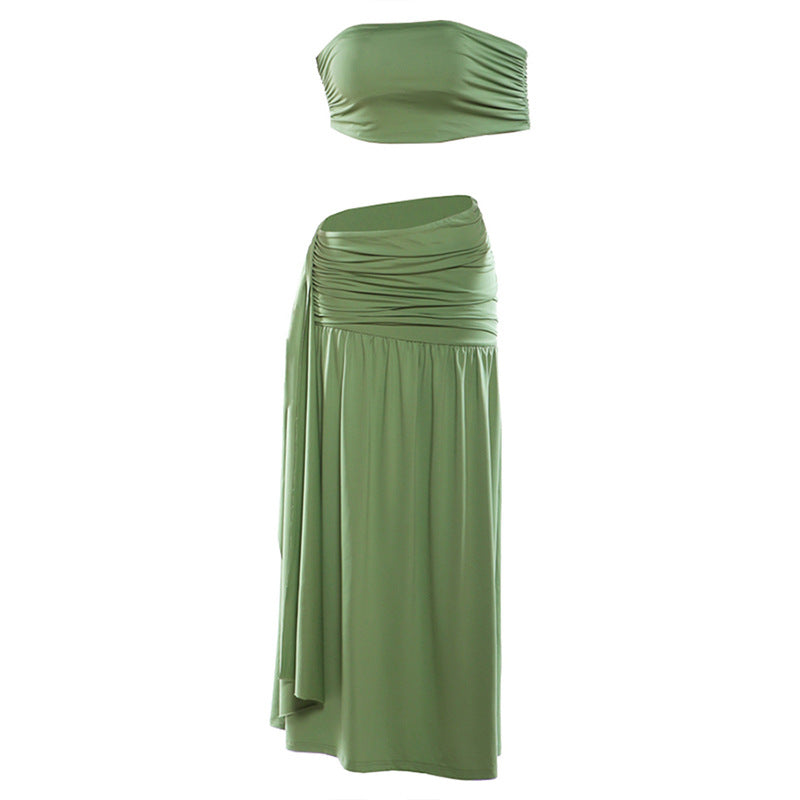 Damen Wickelrock mit bandeau Top und raffiniertem Design EB