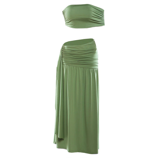 Damen Wickelrock mit bandeau Top und raffiniertem Design EB