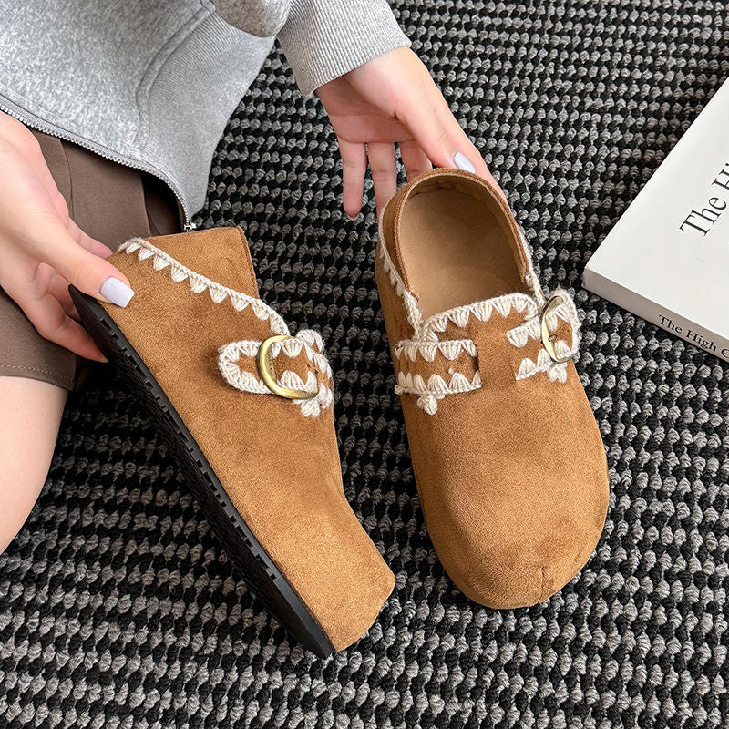 Damen Bequeme Mokassins mit dekorativem Schnallen-Detail und weichem Innenfutter EB