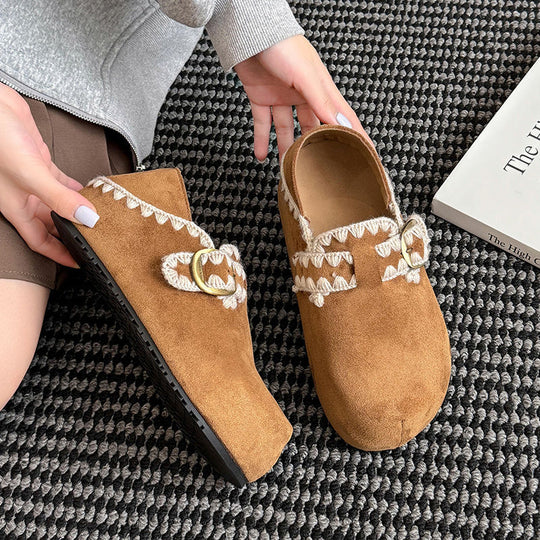 Damen Bequeme Mokassins mit dekorativem Schnallen-Detail und weichem Innenfutter EB