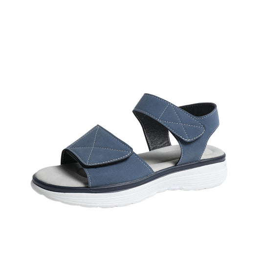 Damen Komfortable Sandalen mit elastischen Klettverschlüssen und Fußbett EB