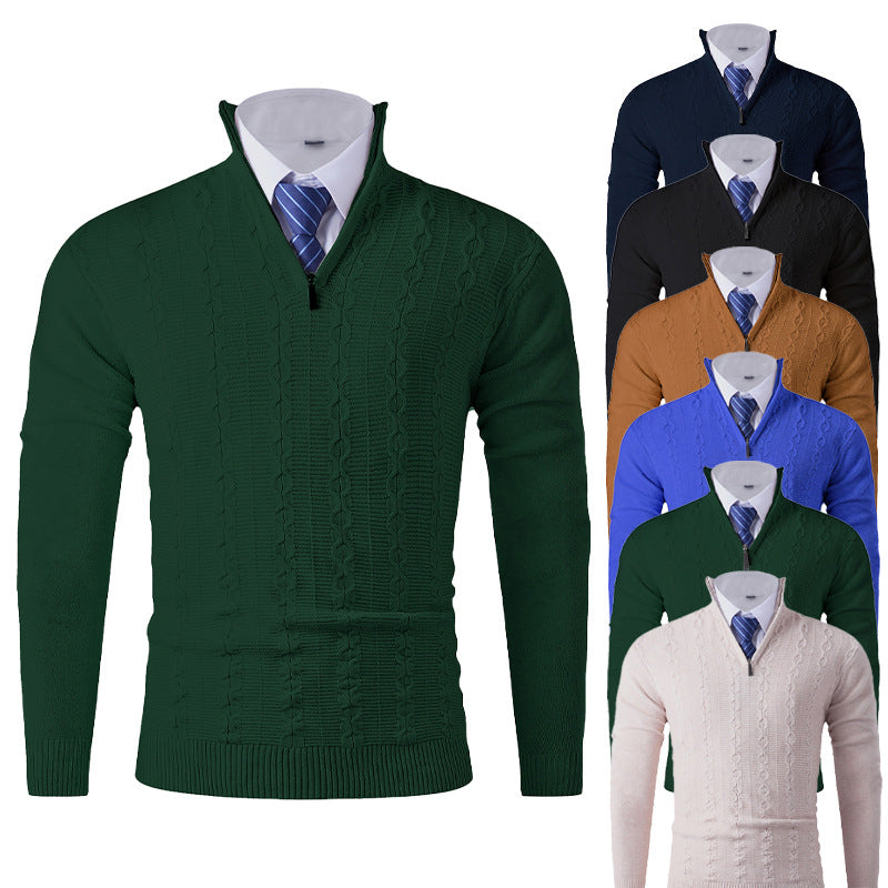 Herren modischer Rollkragenpullover mit strukturiertem Zopfdesign EB